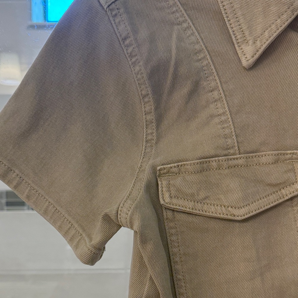 Good American Tan Utility Jean Dress with zip up and buttons. Size Medium - Picture 8 of 11